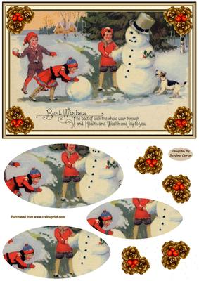 Christmas Playing in the Snow Pyramid Topper