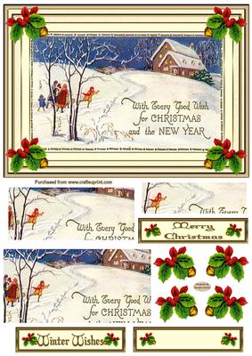 Christmas Fun in the Snow Decoupage Topper
