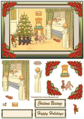 Christmas Eve Decoupage Card Front