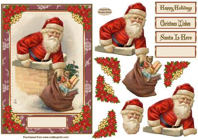 Christmas Santa is Here Decoupage Topper 3