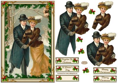 Ice-skating Decoupage Card Front