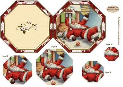 Christmas Vintage Santa folded card 1