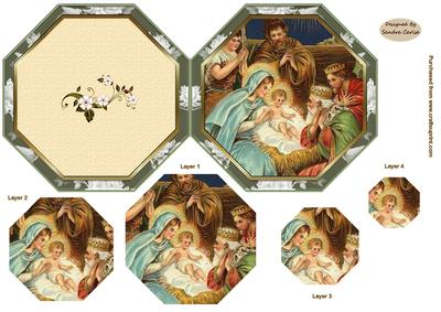 Christmas Vintage Nativity folded card 