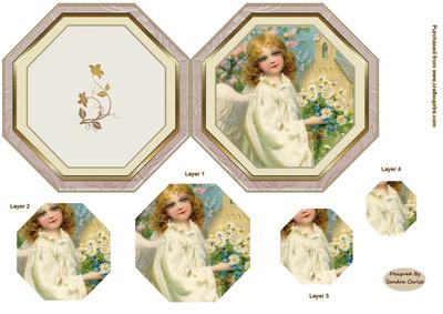 Christmas Vintage Angel folded card