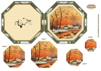 Christmas Winter Scene folded card 1