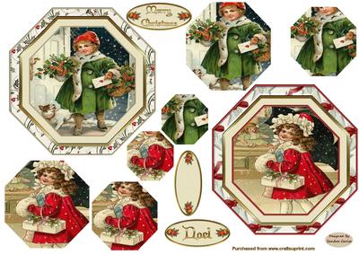 Vintage Christmas Pyramid Toppers x 2 Sheet