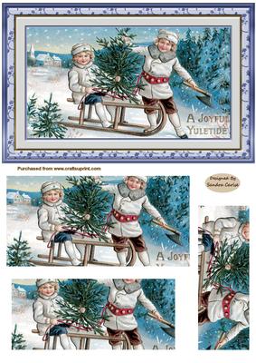 Vintage Christmas Fun in the Snow Topper