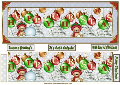 Happy Christmas Baubles dl Topper 