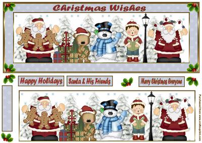 Christmas Santa & His Friends Large dl Topper