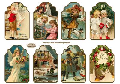 8 x Christmas Gift Tags Sheet 1