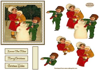 Children in the Snow 5'' Square Card Front