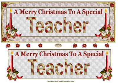 Teacher Large Dl Christmas Card Front