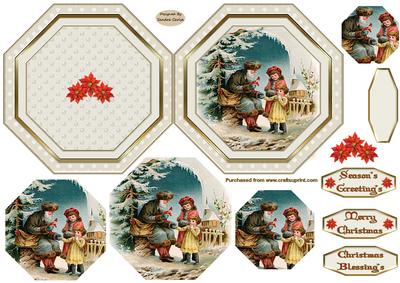 Vintage Christmas Gift Pyramid folded card