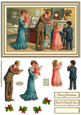 Vintage Family Christmas Decoupage Topper