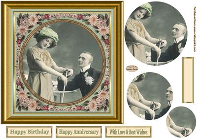 Happy Anniversary 7'' Pyramid Card Front