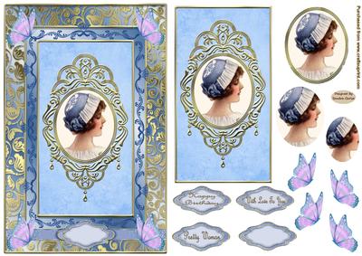 Elegant Lady in Blue Card Front