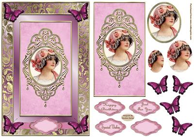 Vintage Elegant Lady Pyramid Card Front