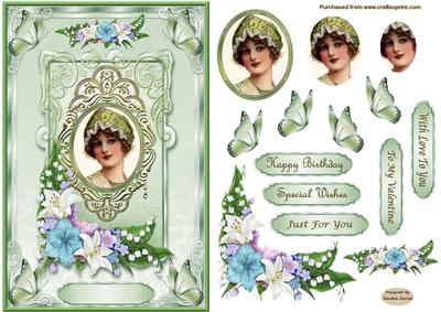 Elegant Lady in Green Card Front