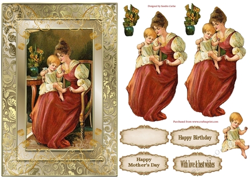 Mothers Day Vintage Decoupage Card Front