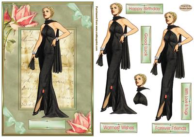 Lady in Black Decoupage Topper 1
