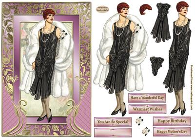 A Fashion Diva Decoupage Card Front