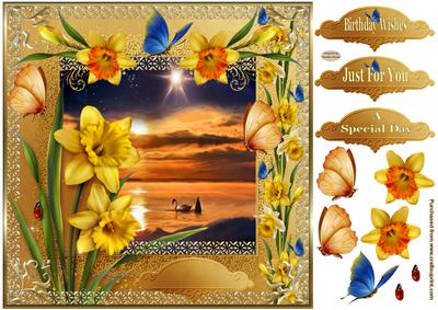 Beautiful Flowers Decoupage Topper