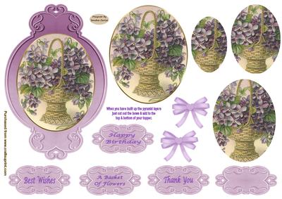Basket of Lavender Flowers Decoupage Topper