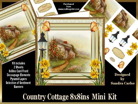Vintage Country Cottage Decoupage Birthday 8x8ins Mini Kit