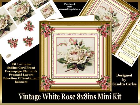 Vintage White Rose 8x8ins Mini Kit