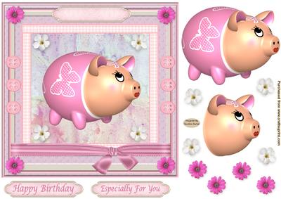 Miss Piggy Approx; 7x7'' Decoupage Card Front