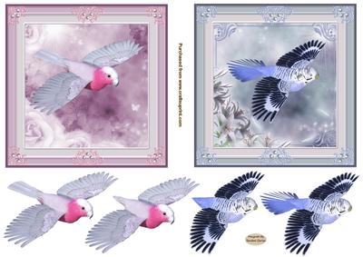Decoupage Birds in Flight 2 x Toppers 