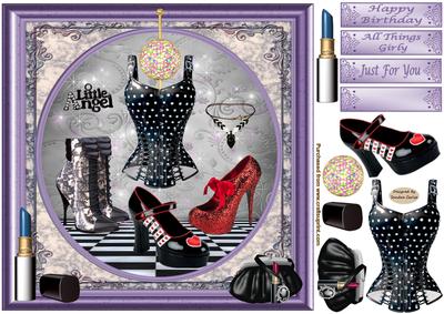 All Things Girly 8x8ins Approx: Decoupage Card Front