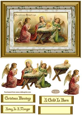 A Child is Born Decoupage Card Front