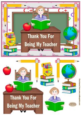 Thank You Teacher 1 Decoupage Card Front