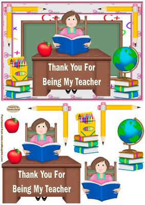 Thank You Teacher 2 Decoupage Card Front