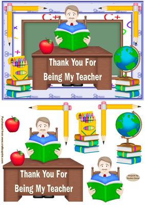 Thank You Teacher Decoupage Topper (male)