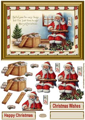 Christmas Santa is Busy Decoupage Topper 2