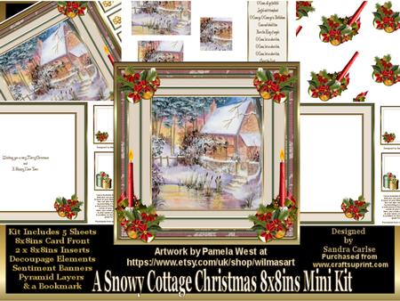 A Snowy Cottage 8x8ins Mini Kit