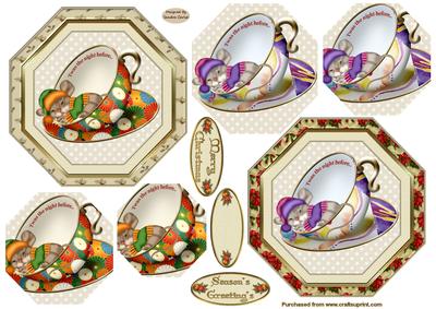 Christmas Octagon Toppers x 2
