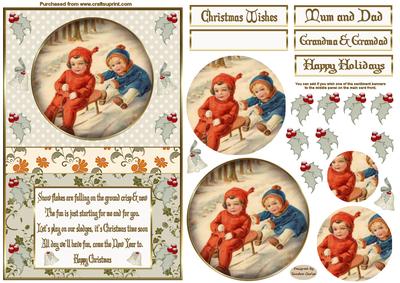 Having Fun Vintage Christmas Card Front