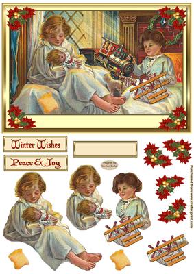 Christmas Morning Decoupage Card Front