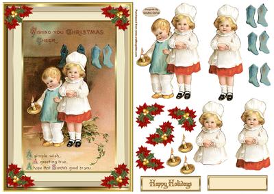 Christmas Stockings Decoupage Card Front