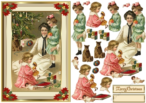 Family Christmas Decoupage A5 Topper