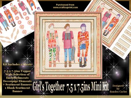 Girls Together 7.5ins Square Decoupage Mini Kit