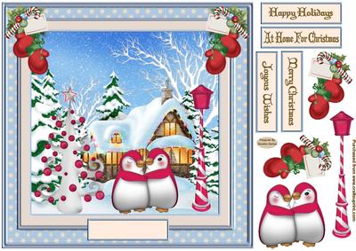At Home for Christmas 8x8ins Card Front
