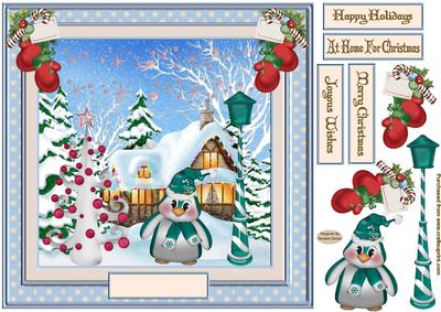At Home for Christmas 8x8ins Card Front/topper