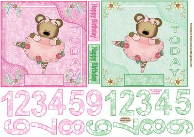 Dancing Ballerina Bear Age Card Front