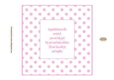 New Baby Girl 7x7ins Insert
