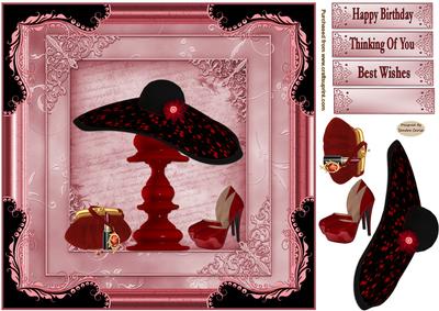 Hat & Shoes Birthday Decoupage 8x8ins Topper 1