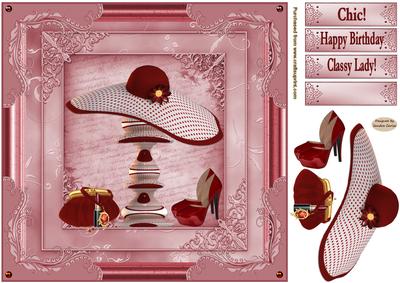 Hat & Shoes Birthday 8x8ins Decoupage Topper 4